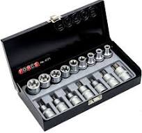 Fenomenal Juego De Dados TORX Macho Y Hembra 16 Piezas