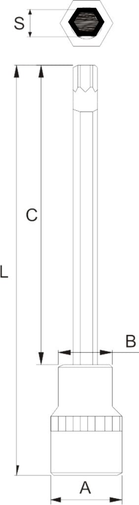 Dado dr 1/2 Allen extra largo 06mm
