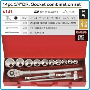 Caja Dados Poligonales Cortos 3/4" 22-50mm 14 Piezas